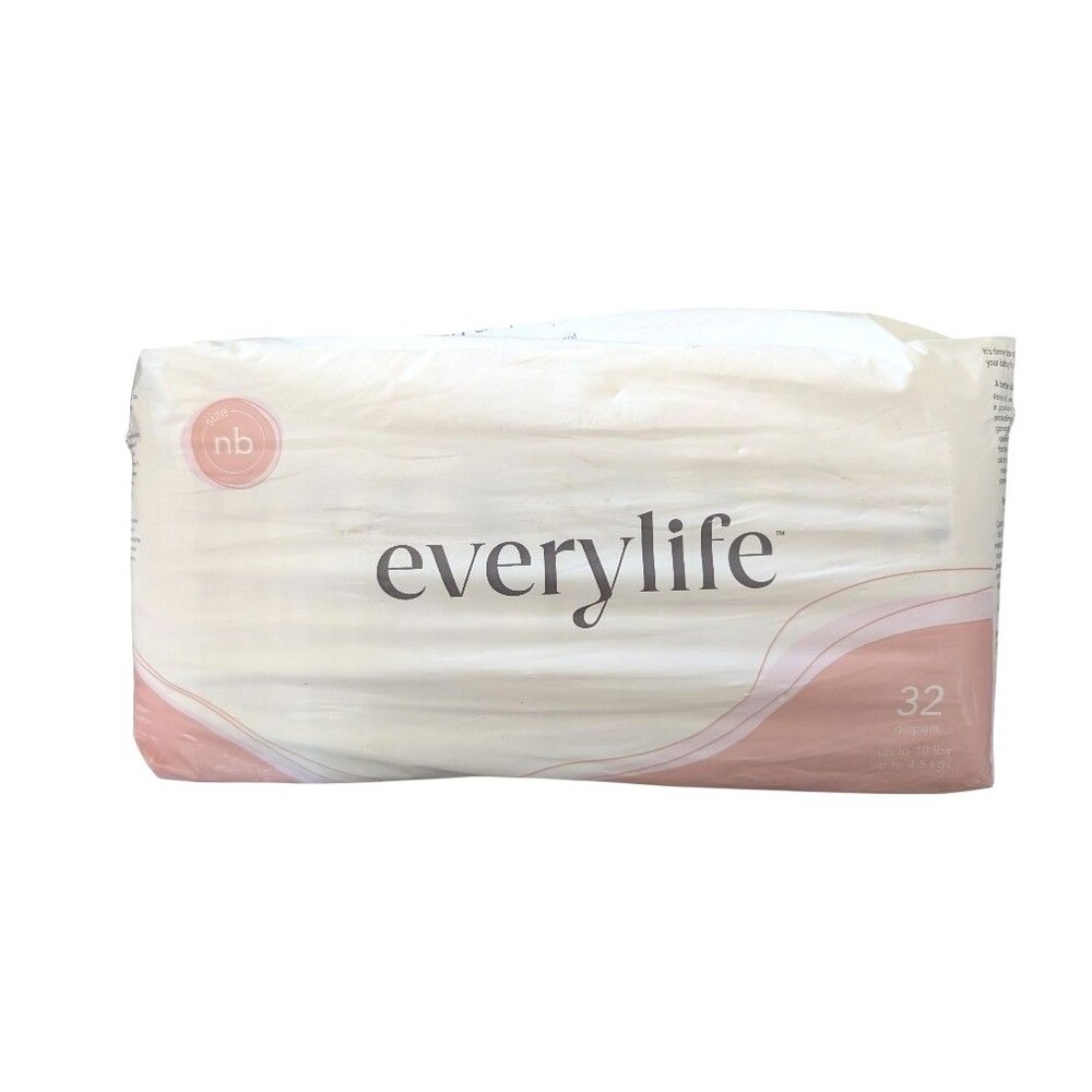 EveryLife Newborn Diapers Size NB Up to 10 lbs 32 Count Pack Sealed NIP